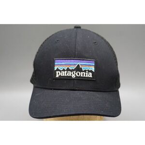 Patagonia P-6 Logo Trucker Hat Black Mesh Snapback Baseball Cap
